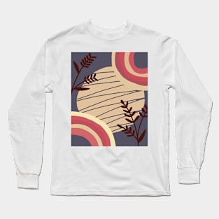 Abstract Shapes and Florals - Pink, Peach, and Grey-Blue Long Sleeve T-Shirt